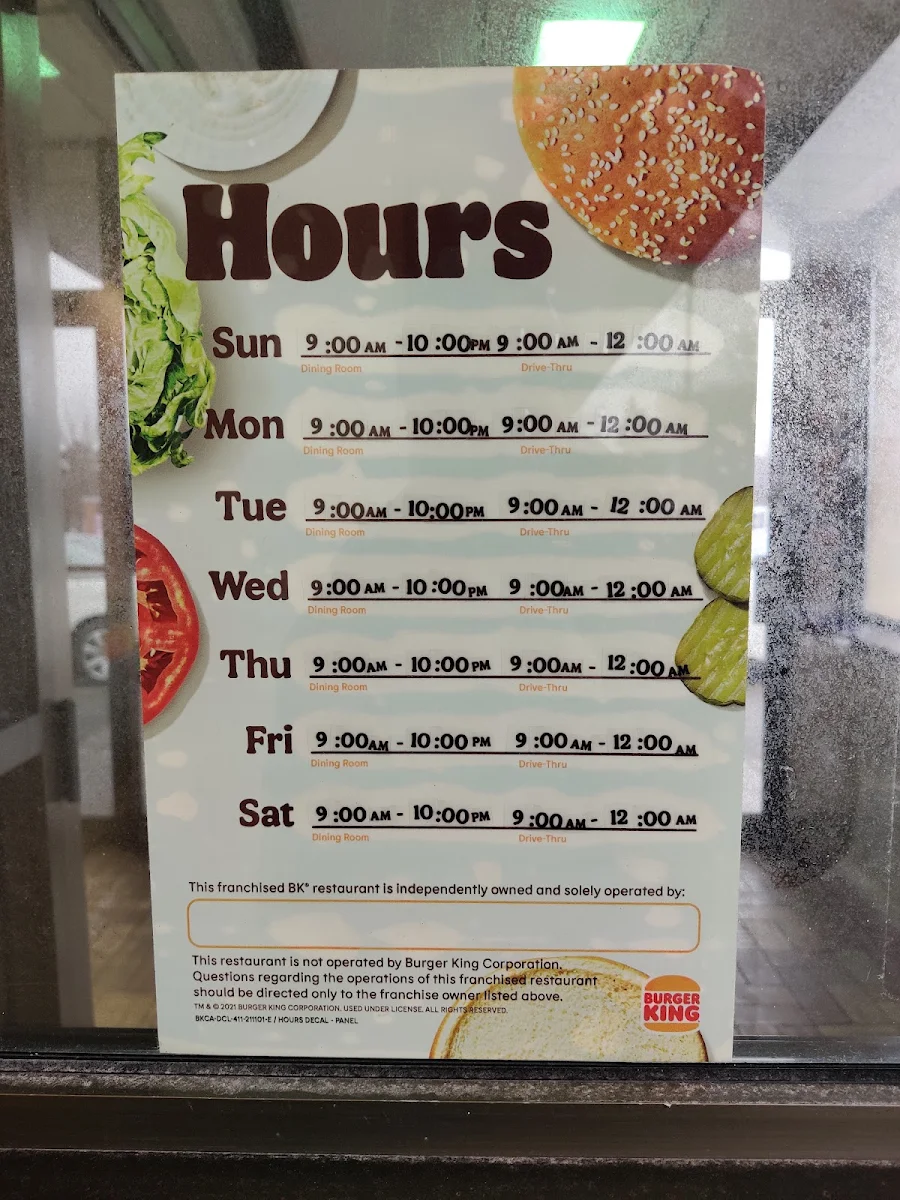Menu, Burger King