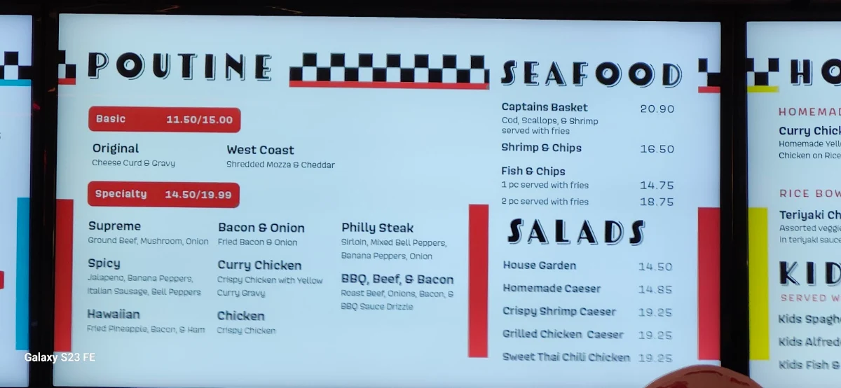 Menu, JV's Diner