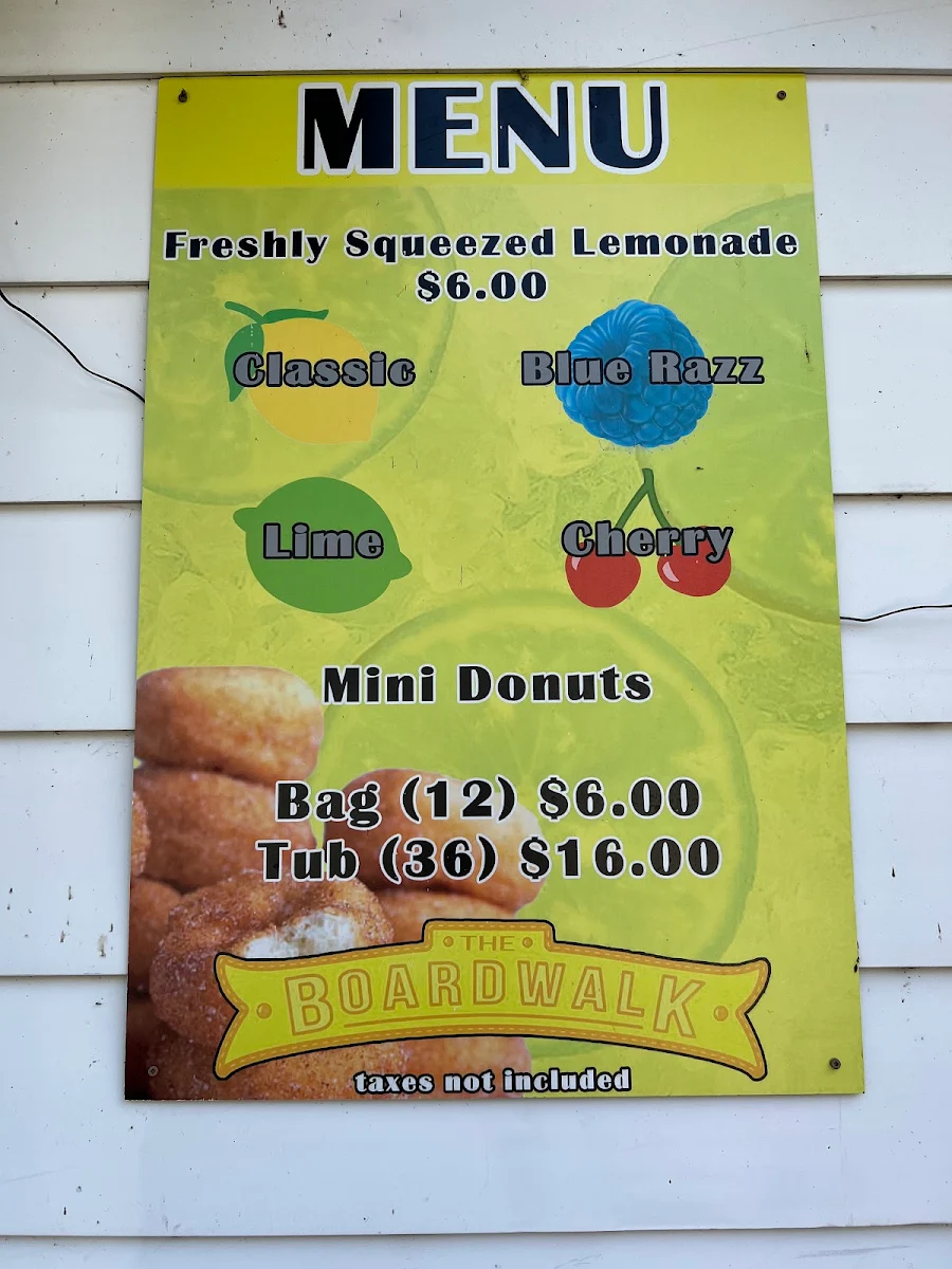 Menu, The Boardwalk on Clear Lake