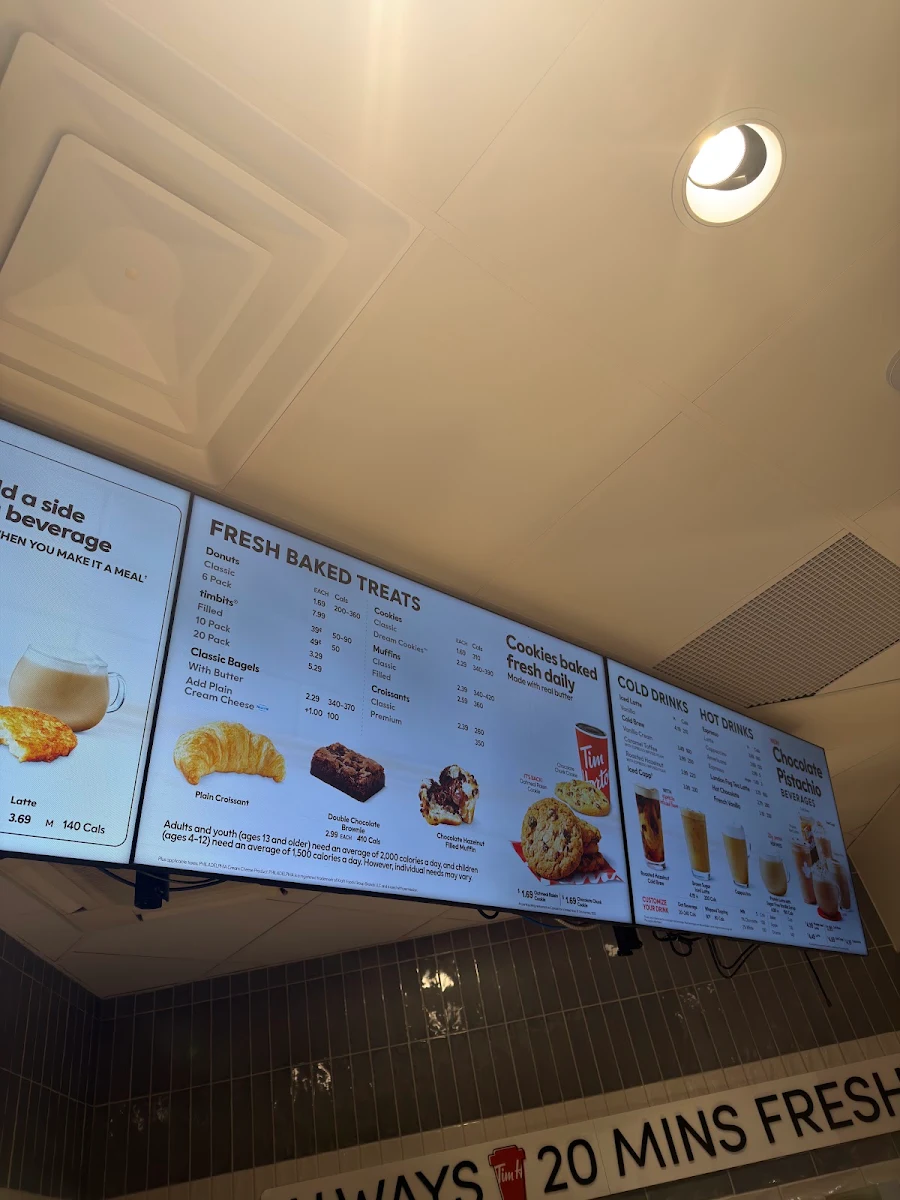 Menu, Tim Hortons