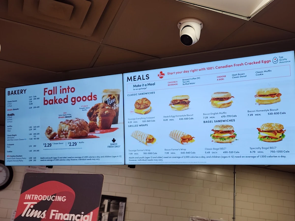 Menu, Tim Hortons