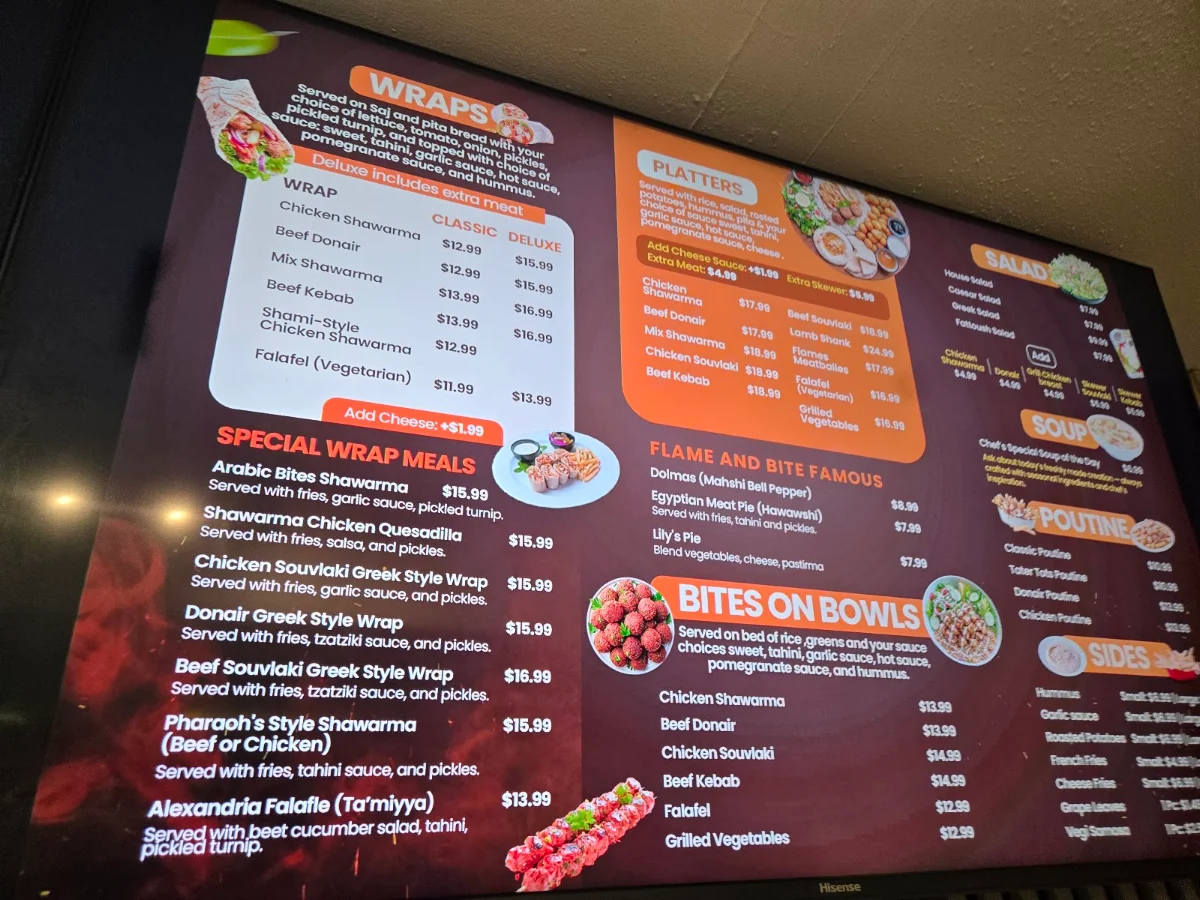 Menu, Flame and Bite