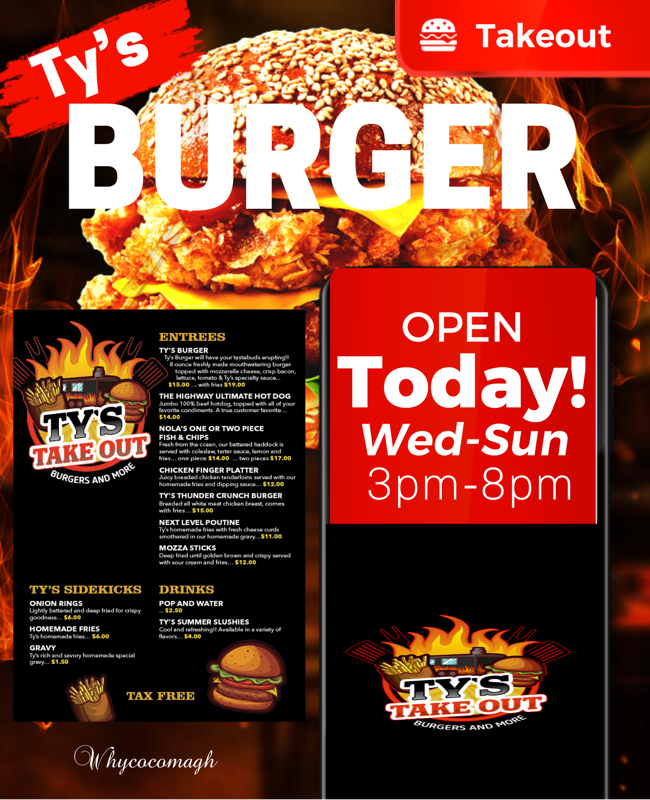 Menu, Ty’s Take Out