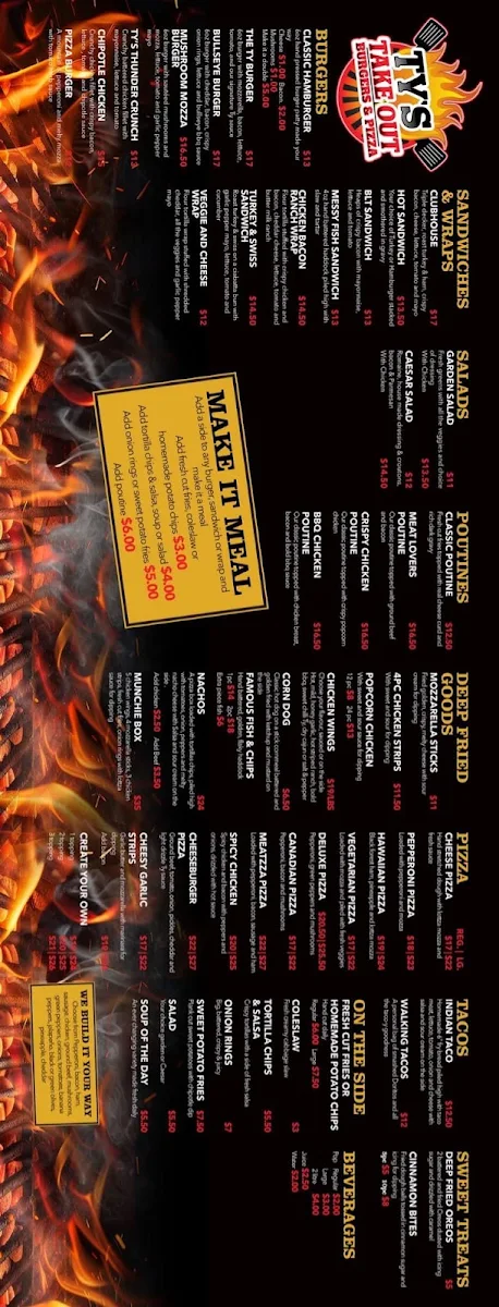 Menu, Ty’s Take Out