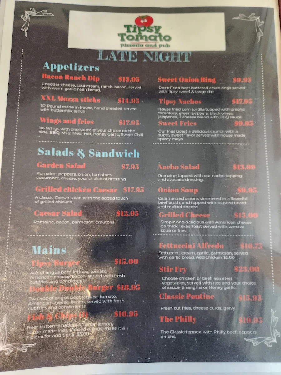 Menu, Tipsy Tomato