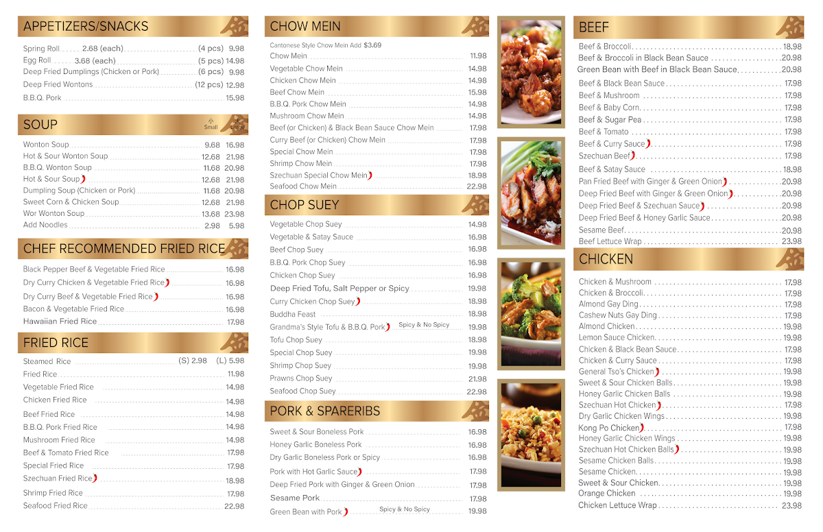 Menu, Golden Medal Restaurant