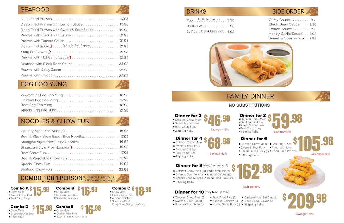 Menu, Golden Medal Restaurant