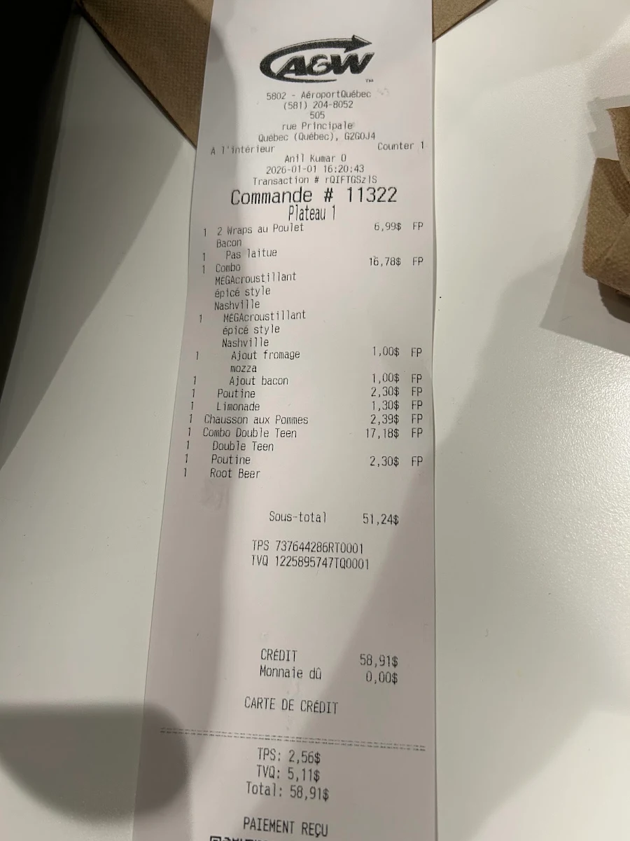 Menu, A&W