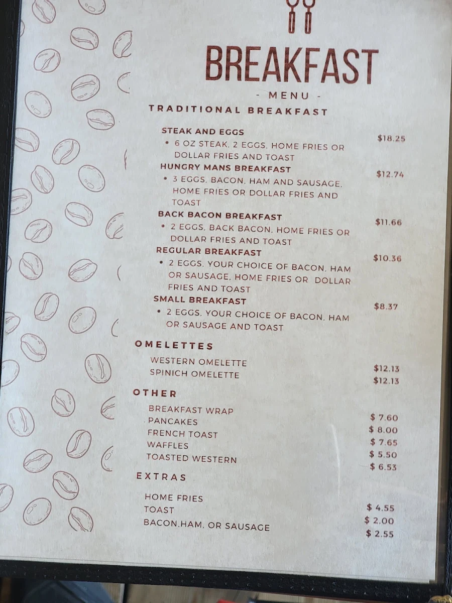 Menu, Mary's Family Restaurant