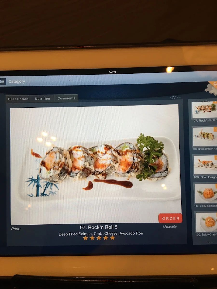 Menu, Shogun Sushi