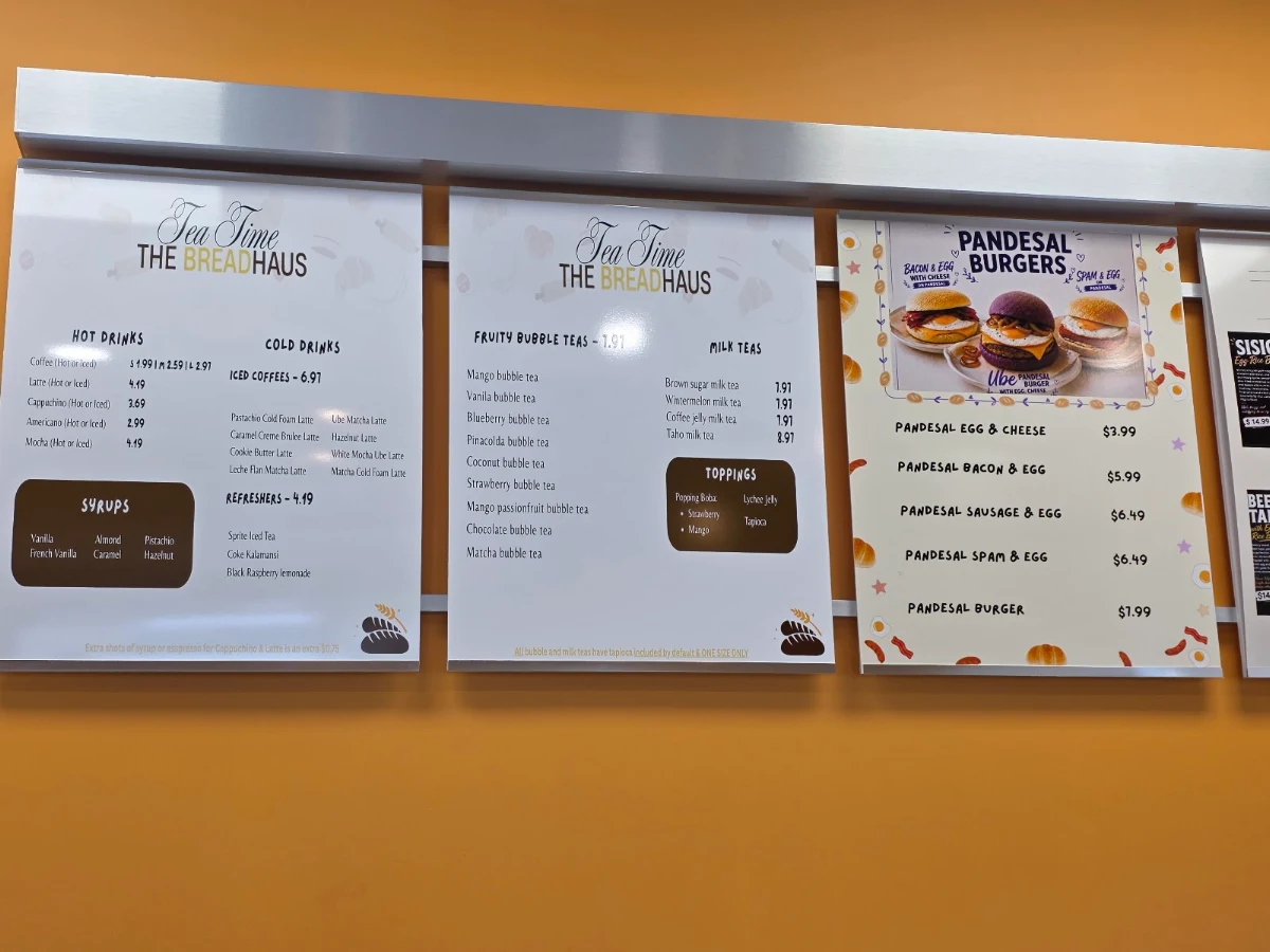 Menu, The Breadhaus