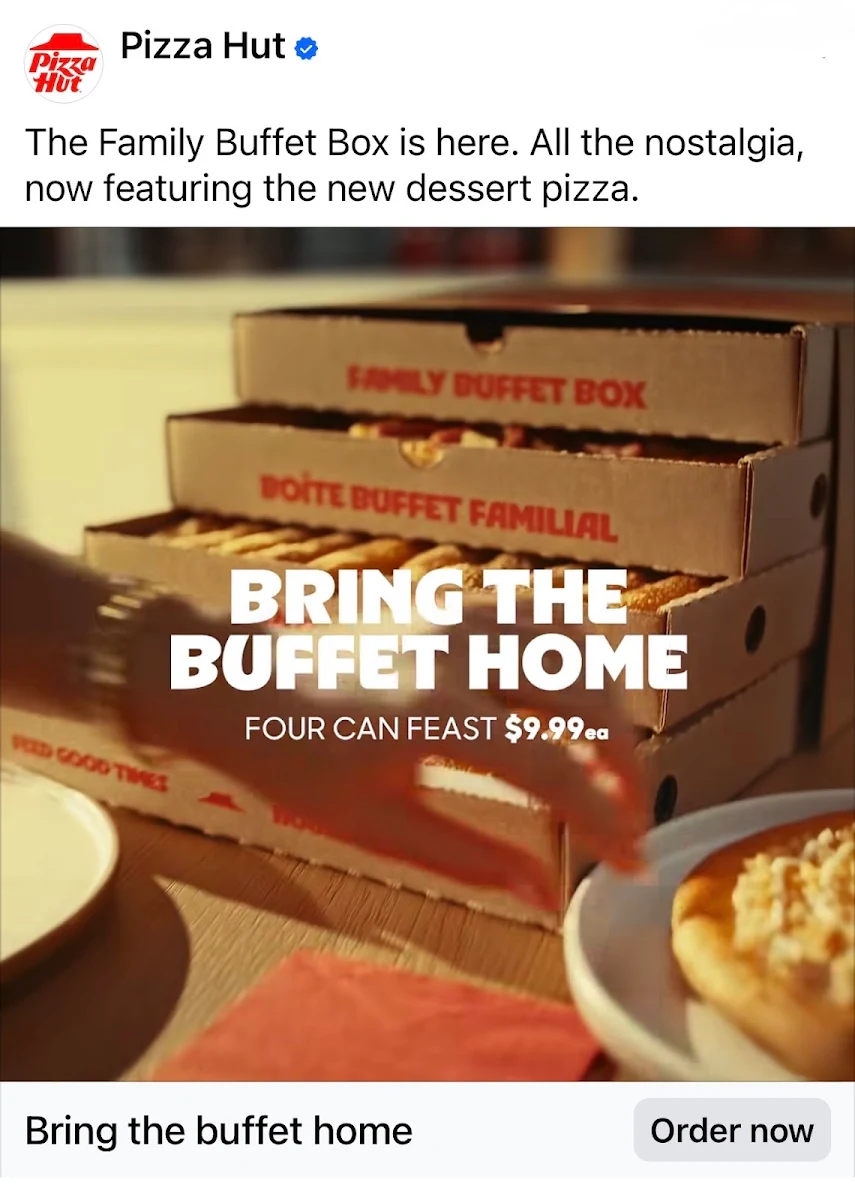 Menu, Pizza Hut