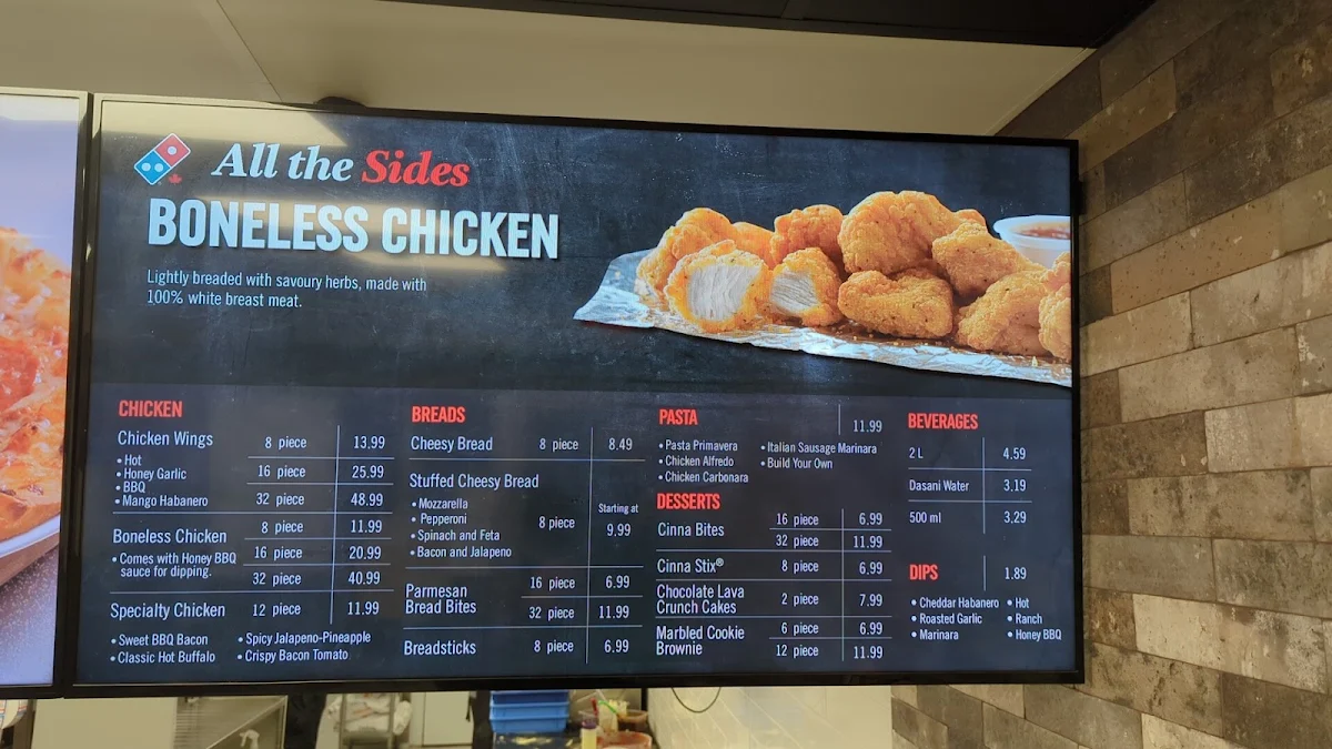 Menu, Domino's Pizza