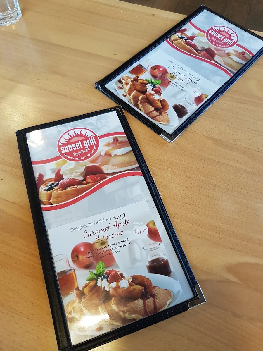 Menu, Sunset Grill