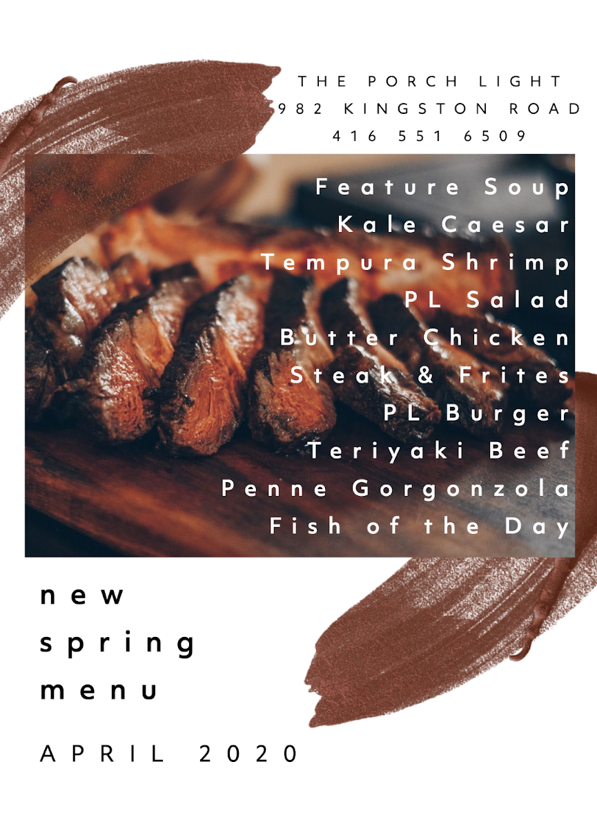 Menu, The Porch Light