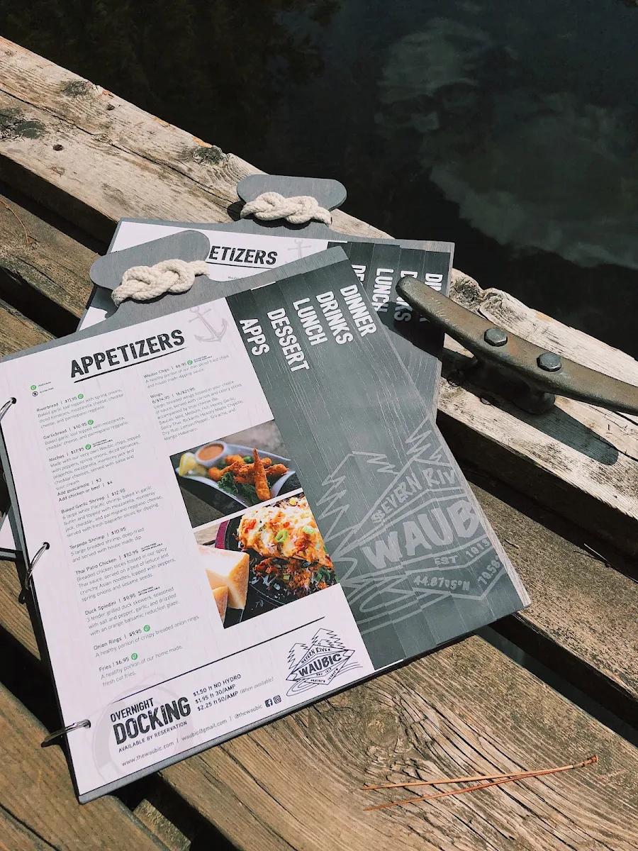 Menu, The Waubic Restaurant (BOAT ACCESS ONLY)