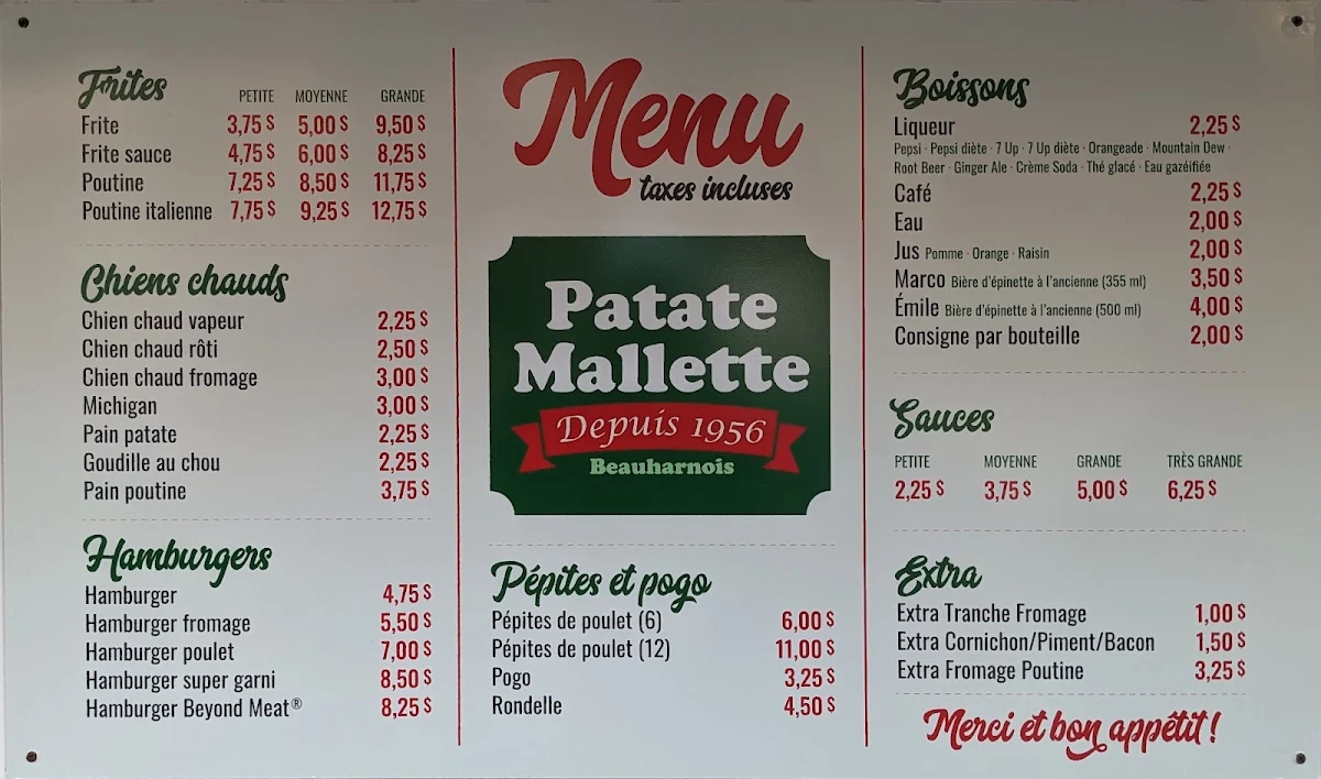 Menu, Patate Mallette