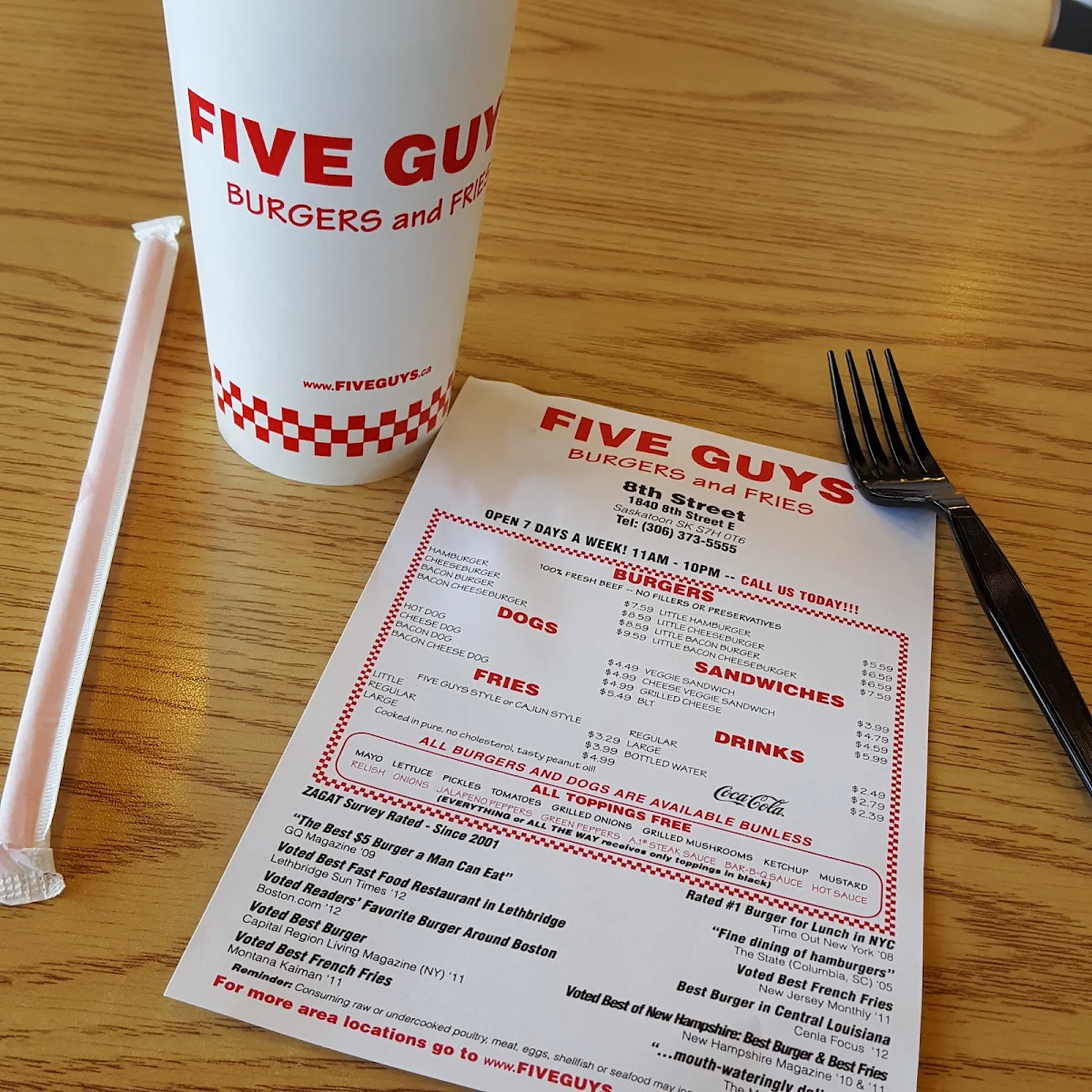 Menu, Five Guys