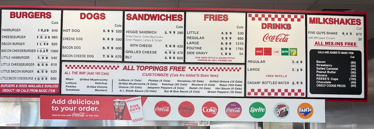 Menu, Five Guys