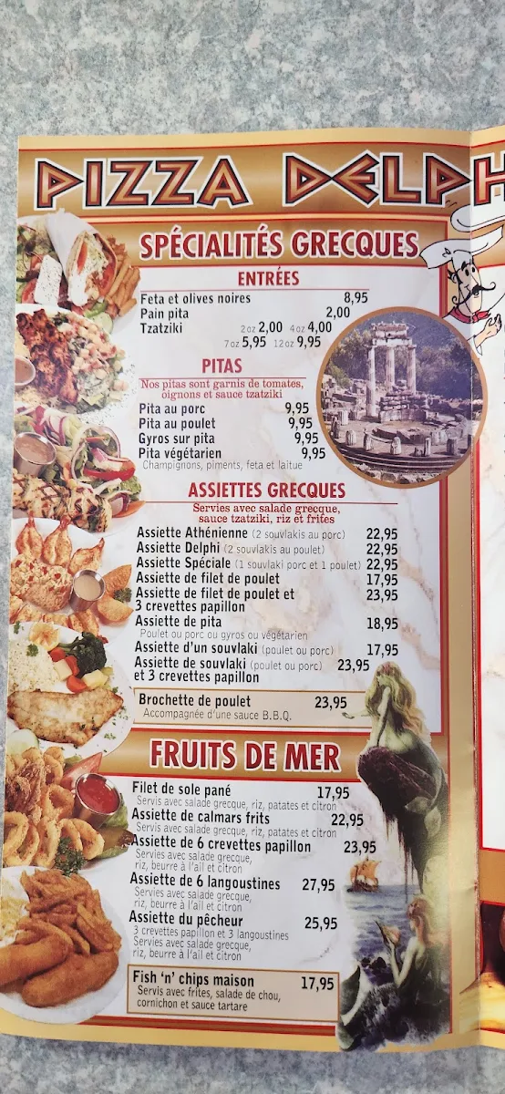Menu, Pizza Delphi Sous-Marins