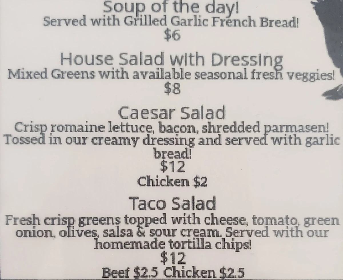 Menu, Pelican Lake Campground and Lounge