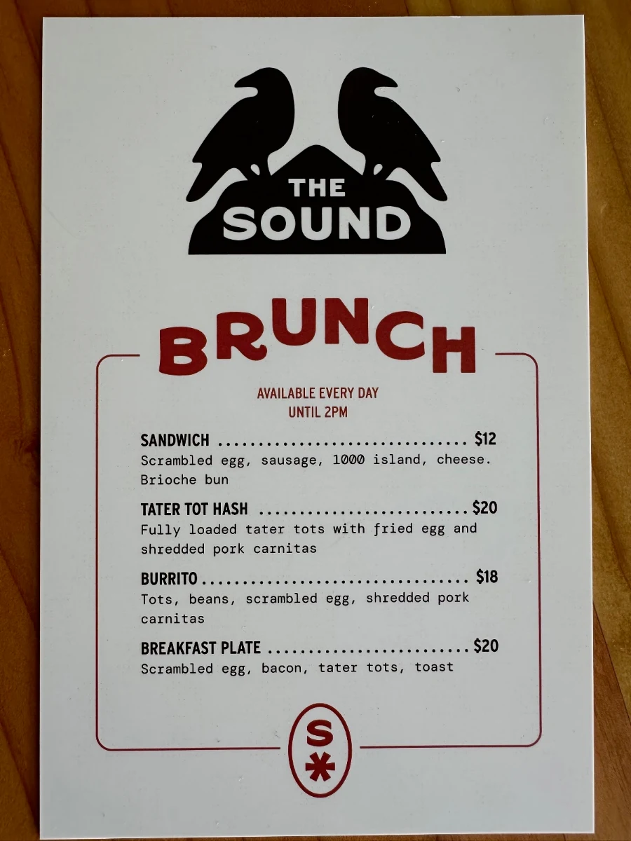 Menu, The Sound Public House Britannia Beach Village