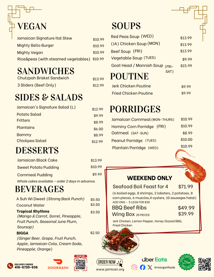 Menu, JamICan