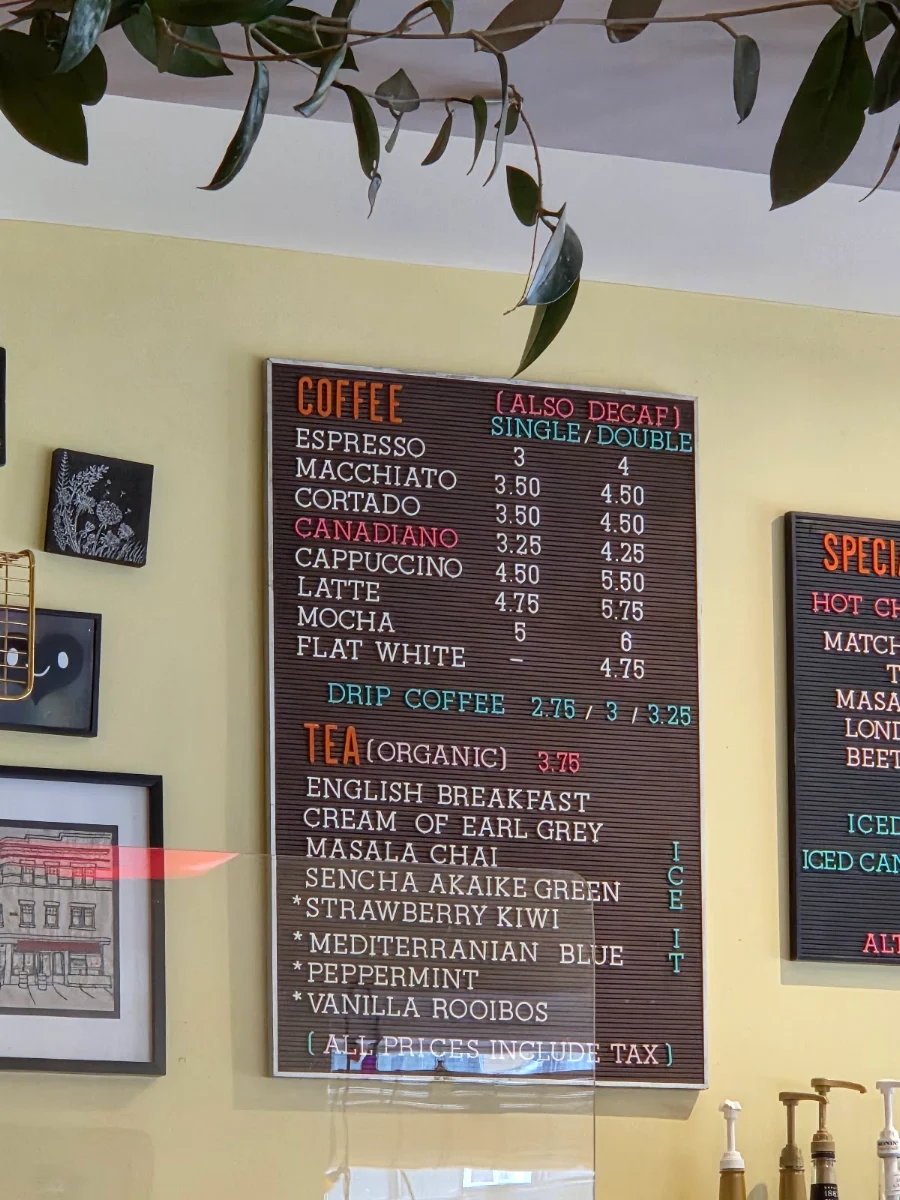Menu, SUPERNOVA Coffee
