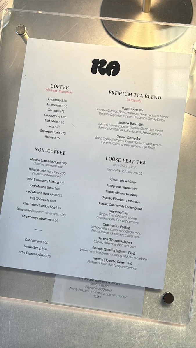 Menu, Ratelier