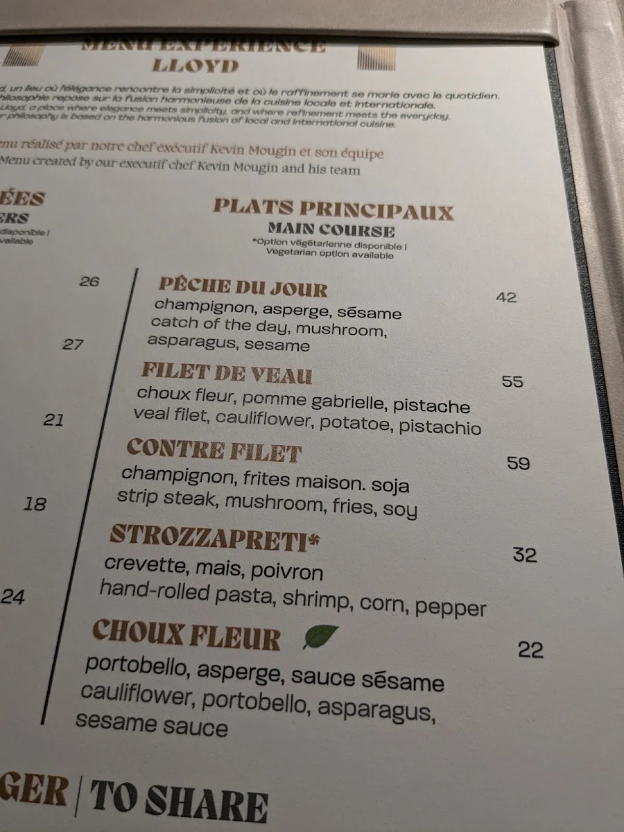 Menu, Lloyd