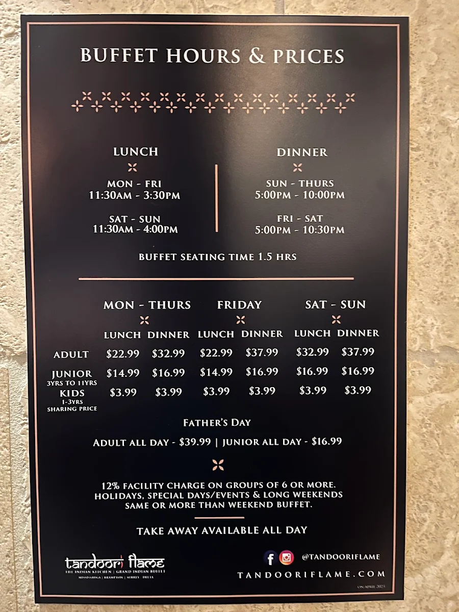 Menu, Tandoori Flame Mississauga