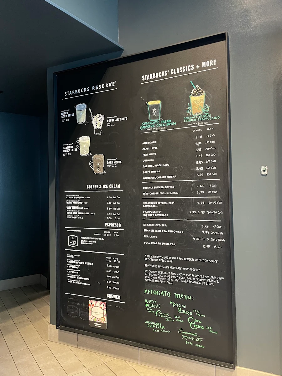 Menu, Starbucks Coffee Company