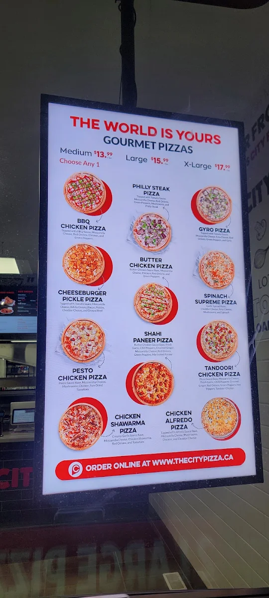 Menu, City Pizza