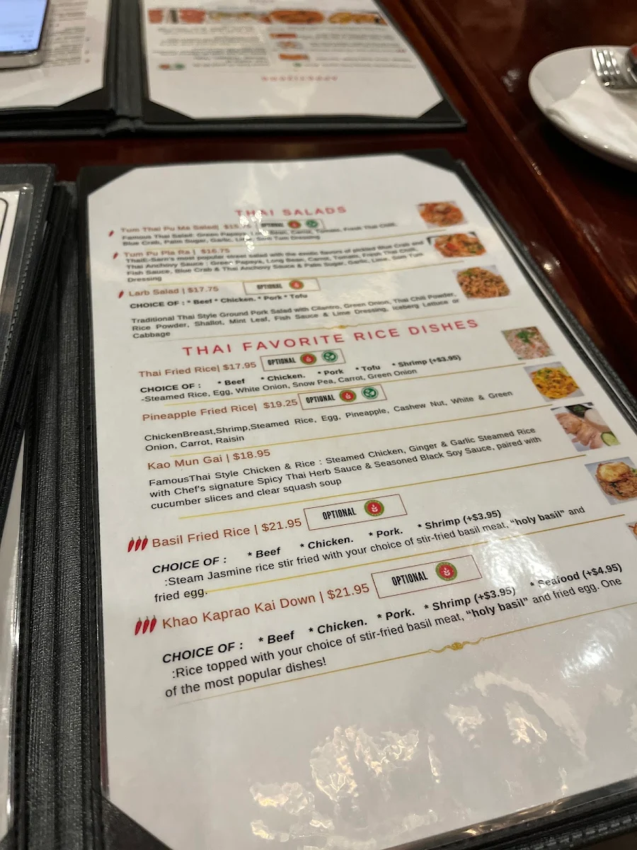 Menu, Thai Corner Restaurant & Bakery