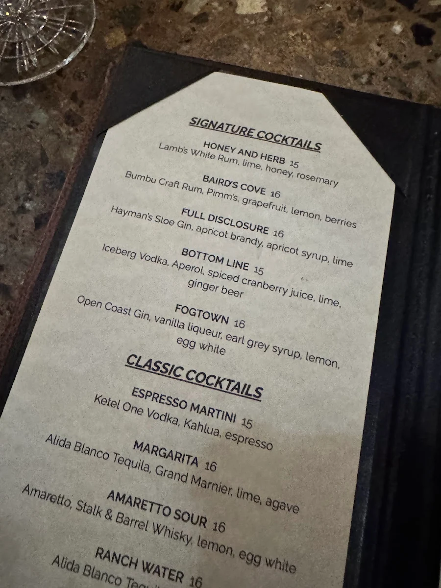 Menu, Grotto