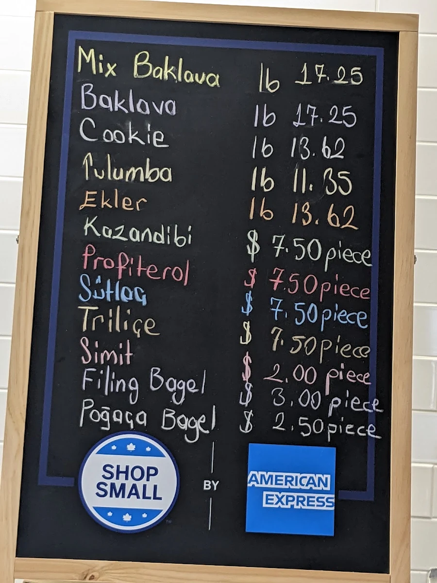 Menu, Bravo Baklava and Bagel
