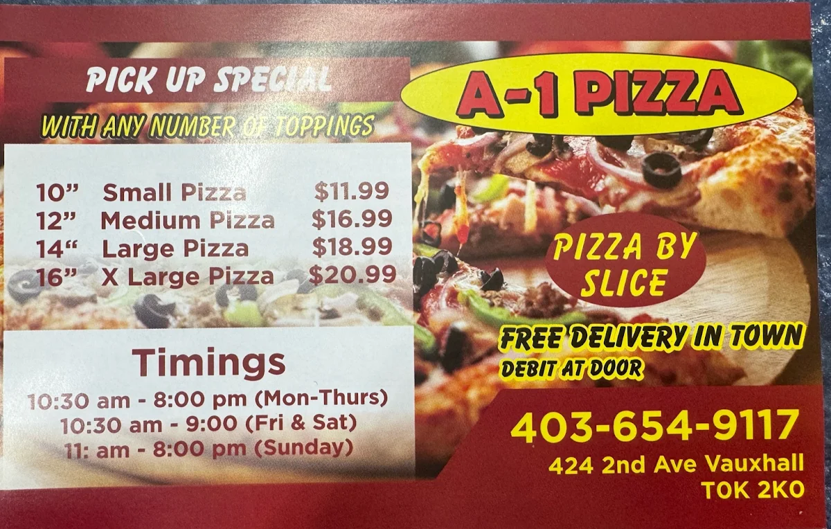 Menu, A1 Pizza Vauxhall