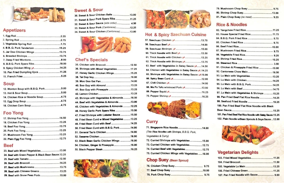Menu, Hong Kong House Restaurant