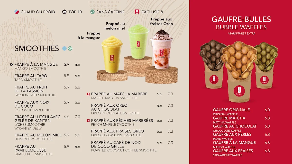 Menu, Gong Cha