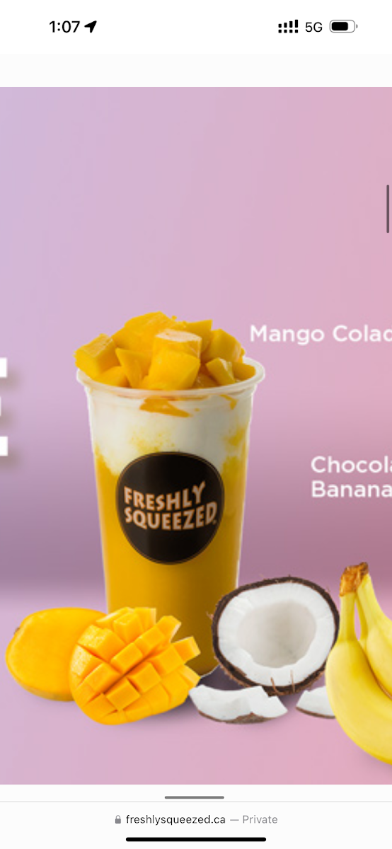 Menu, Freshly Squeezed