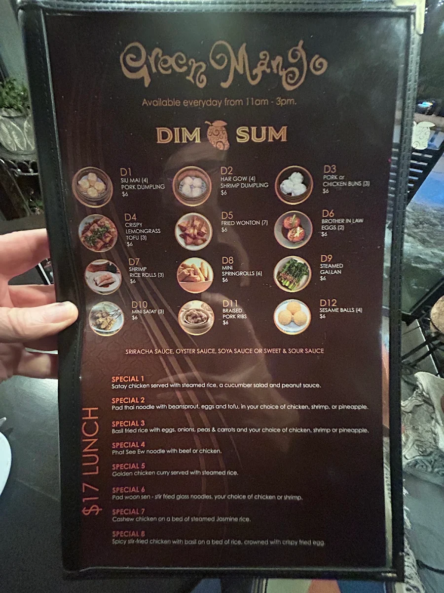 Menu, Green Mango