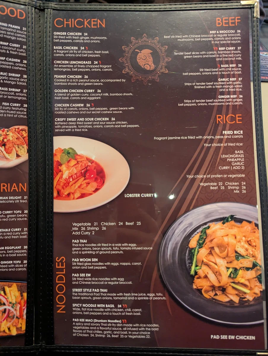 Menu, Green Mango
