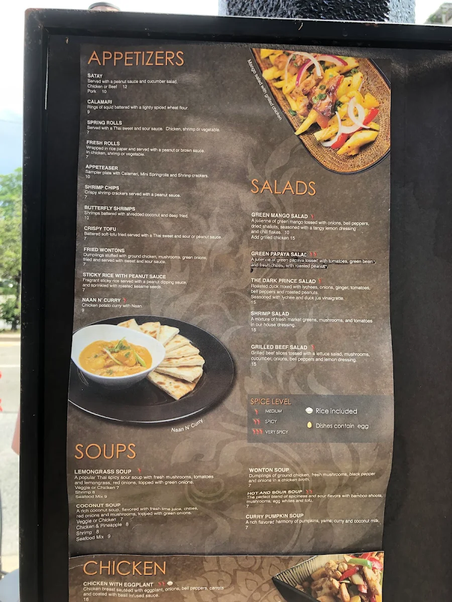 Menu, Green Mango