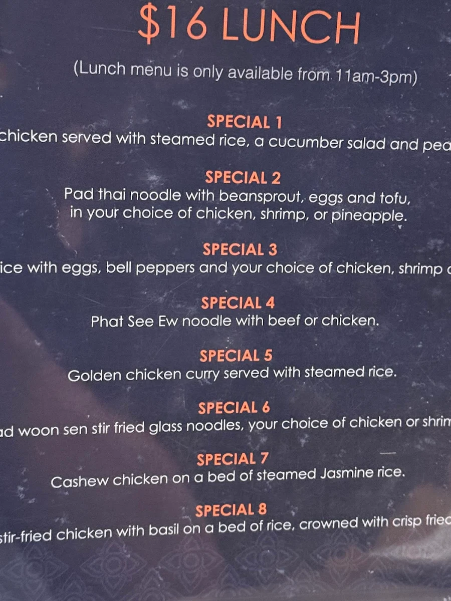 Menu, Green Mango