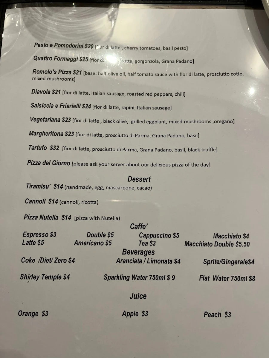Menu, Via Mercanti Avenue