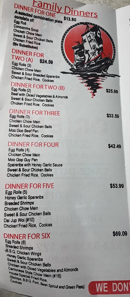 Menu, Orient Restaurant