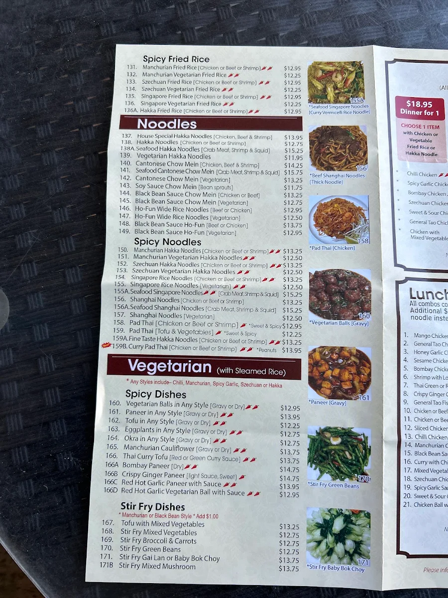 Menu, Fine Taste Hakka Chinese Restaurant