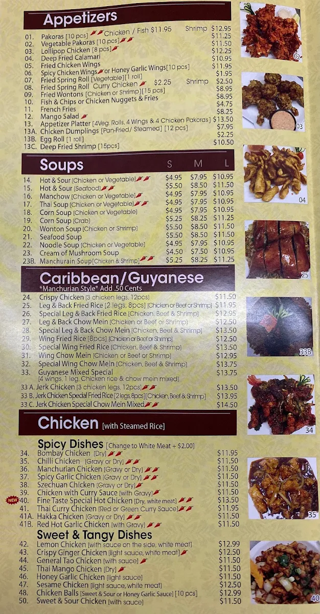 Menu, Fine Taste Hakka Chinese Restaurant