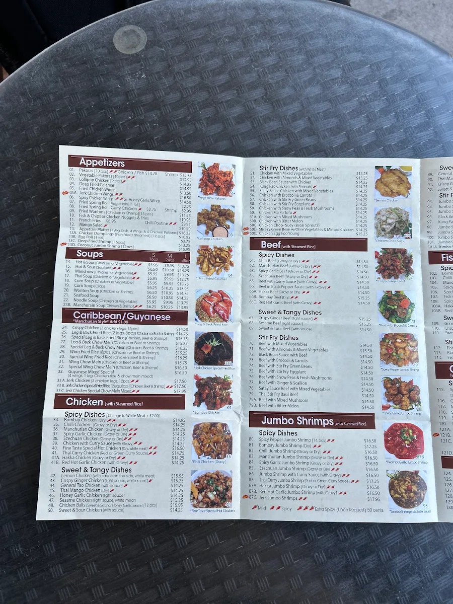 Menu, Fine Taste Hakka Chinese Restaurant