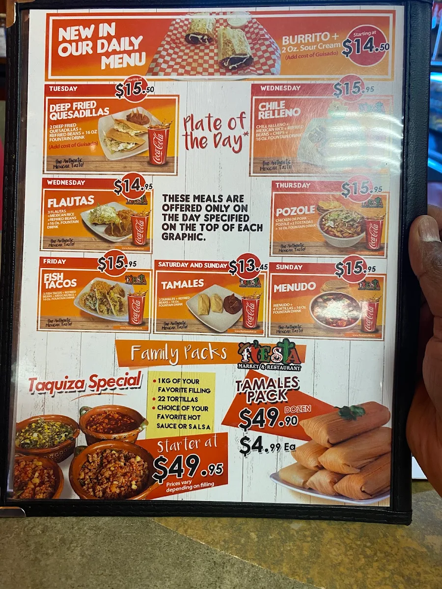 Menu, Fiesta Market & Restaurant | Mexican